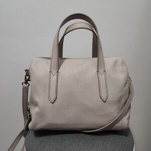 Fossil Light Gray Leather Satchel
